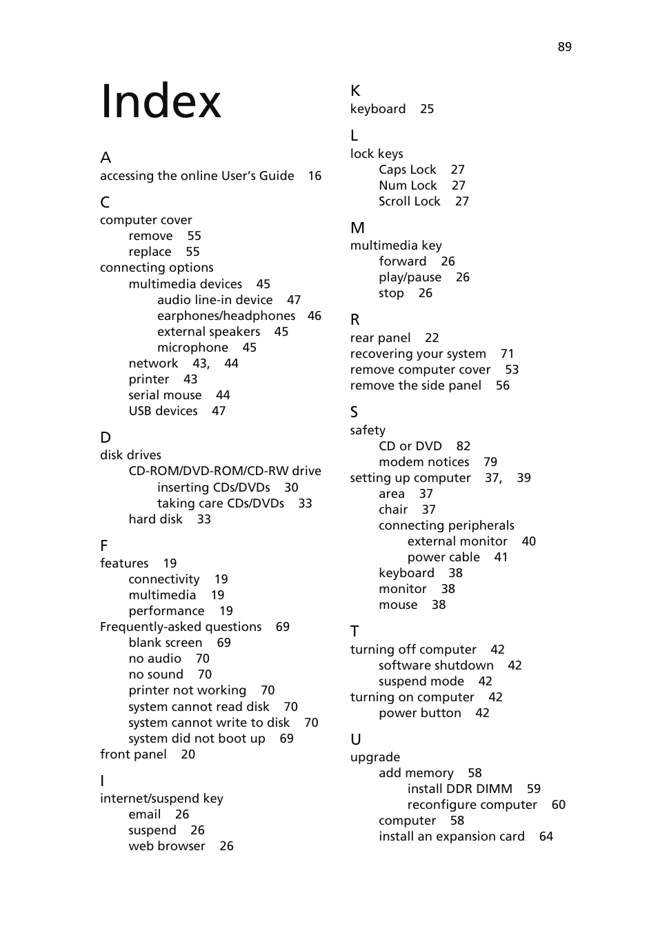 Index | Acer Veriton 6900Pro User Manual | Page 101 / 102