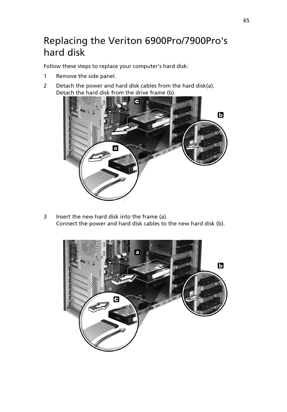 Replacing the veriton 6900pro/7900pro's hard disk, Replacing the veriton 6900pro/7900pro's hard | Acer Veriton 6900Pro User Manual | Page 77 / 102