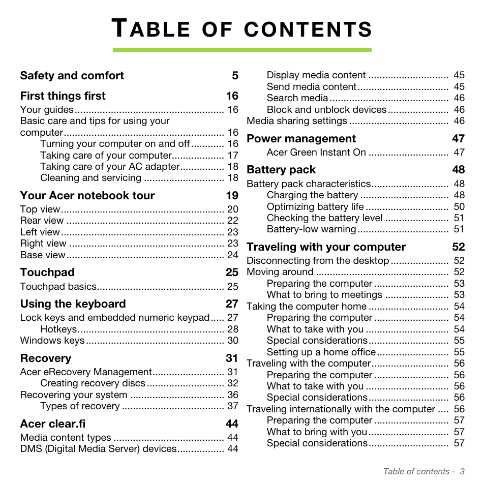 A b l e | Acer Aspire S3-951 User Manual | Page 3 / 78
