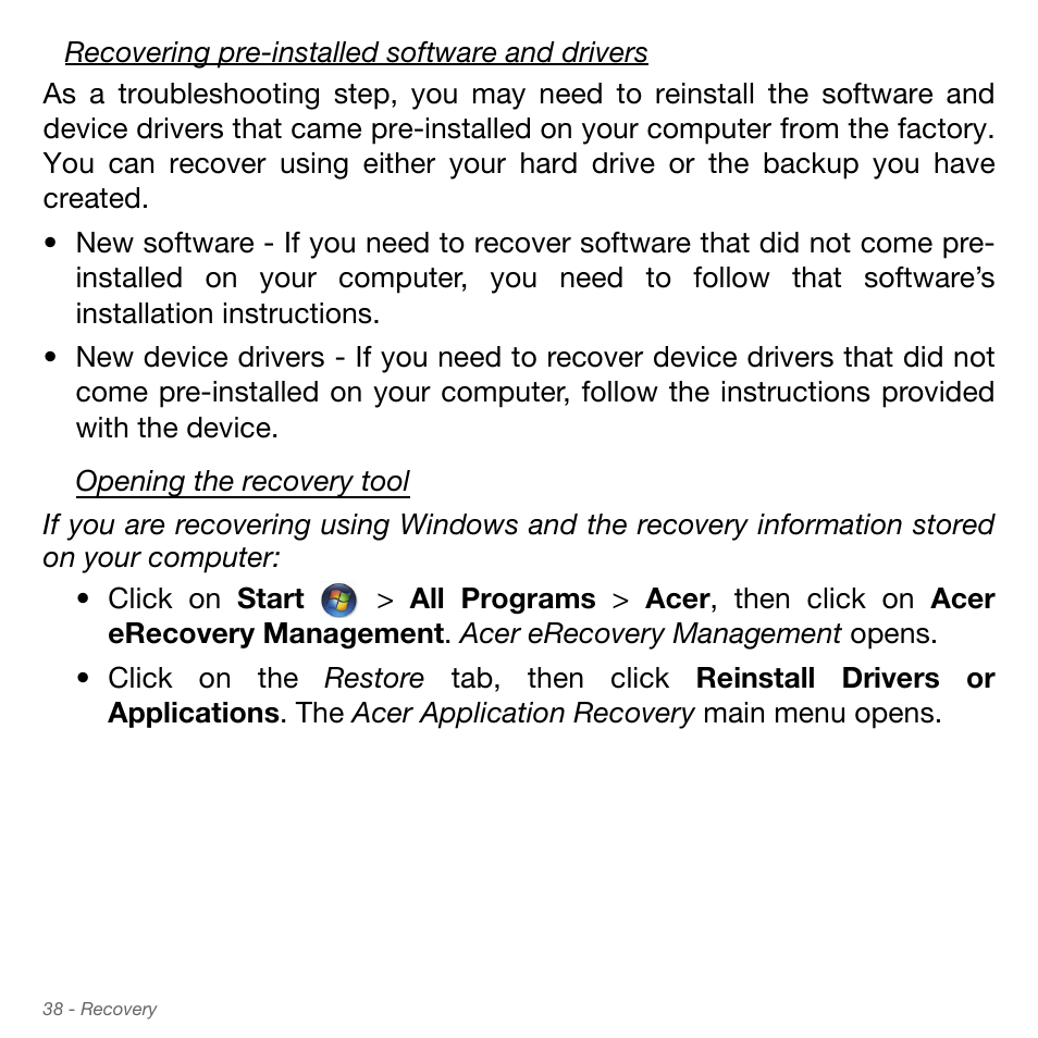 Acer Aspire S3-951 User Manual | Page 38 / 78