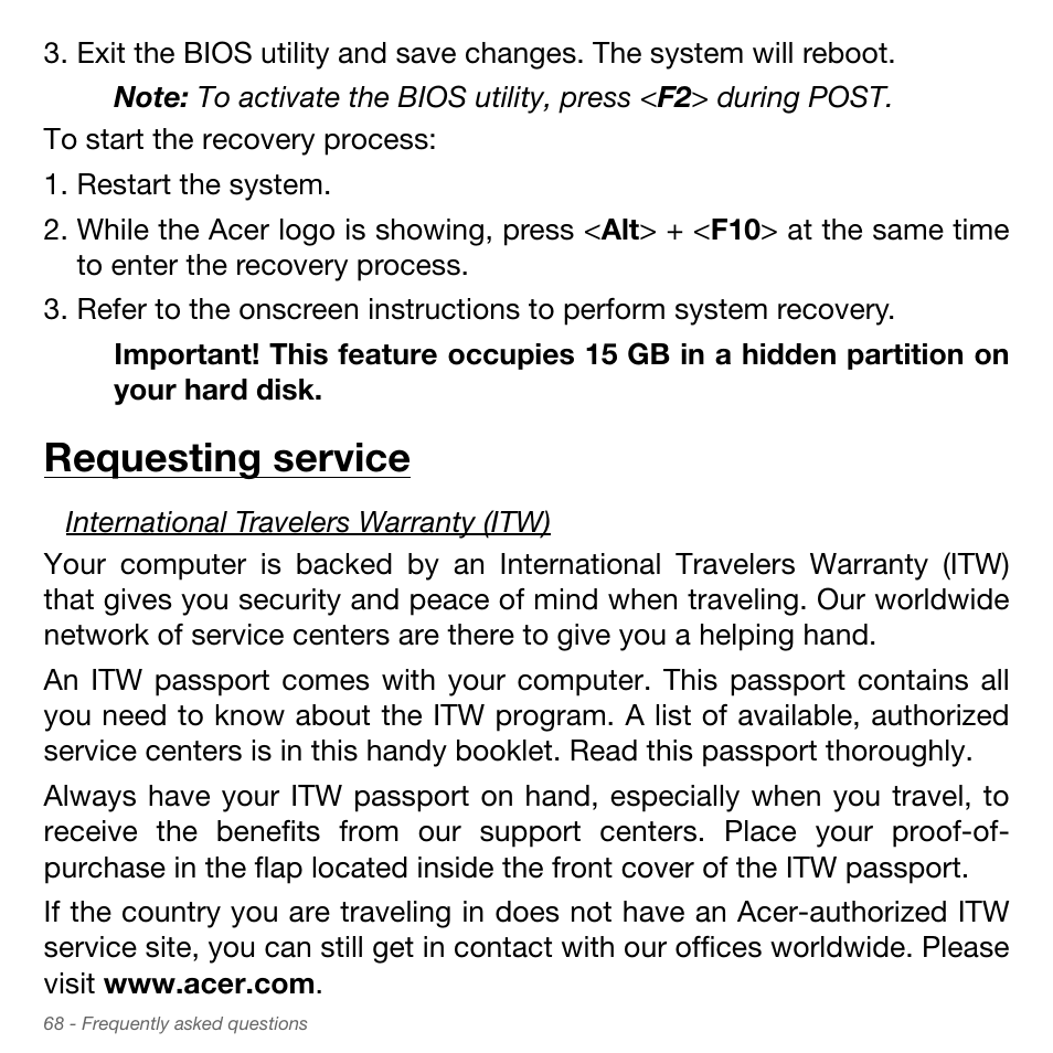 Requesting service | Acer Aspire S3-951 User Manual | Page 68 / 78