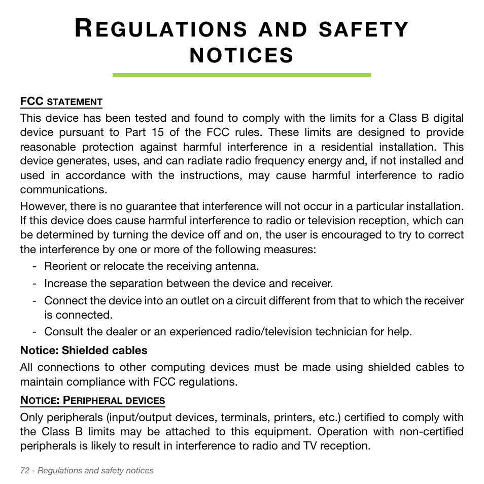 Regulations and safety notices, A n d | Acer Aspire S3-951 User Manual | Page 72 / 78