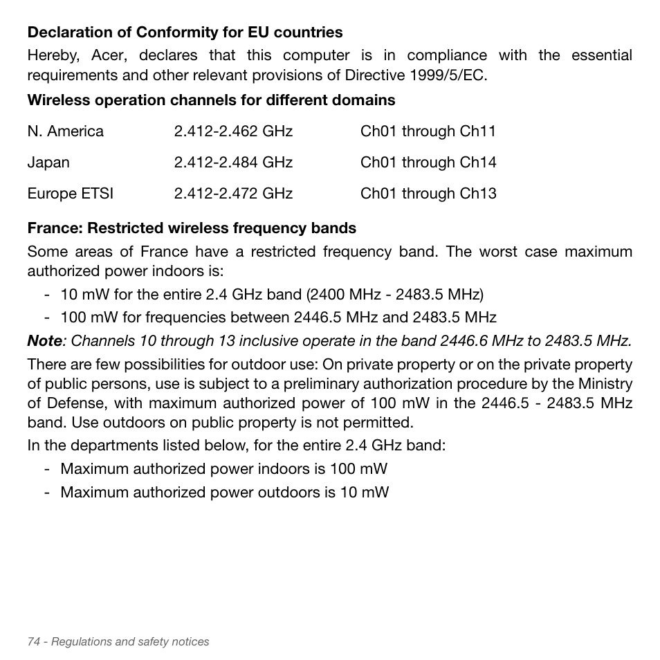 Acer Aspire S3-951 User Manual | Page 74 / 78