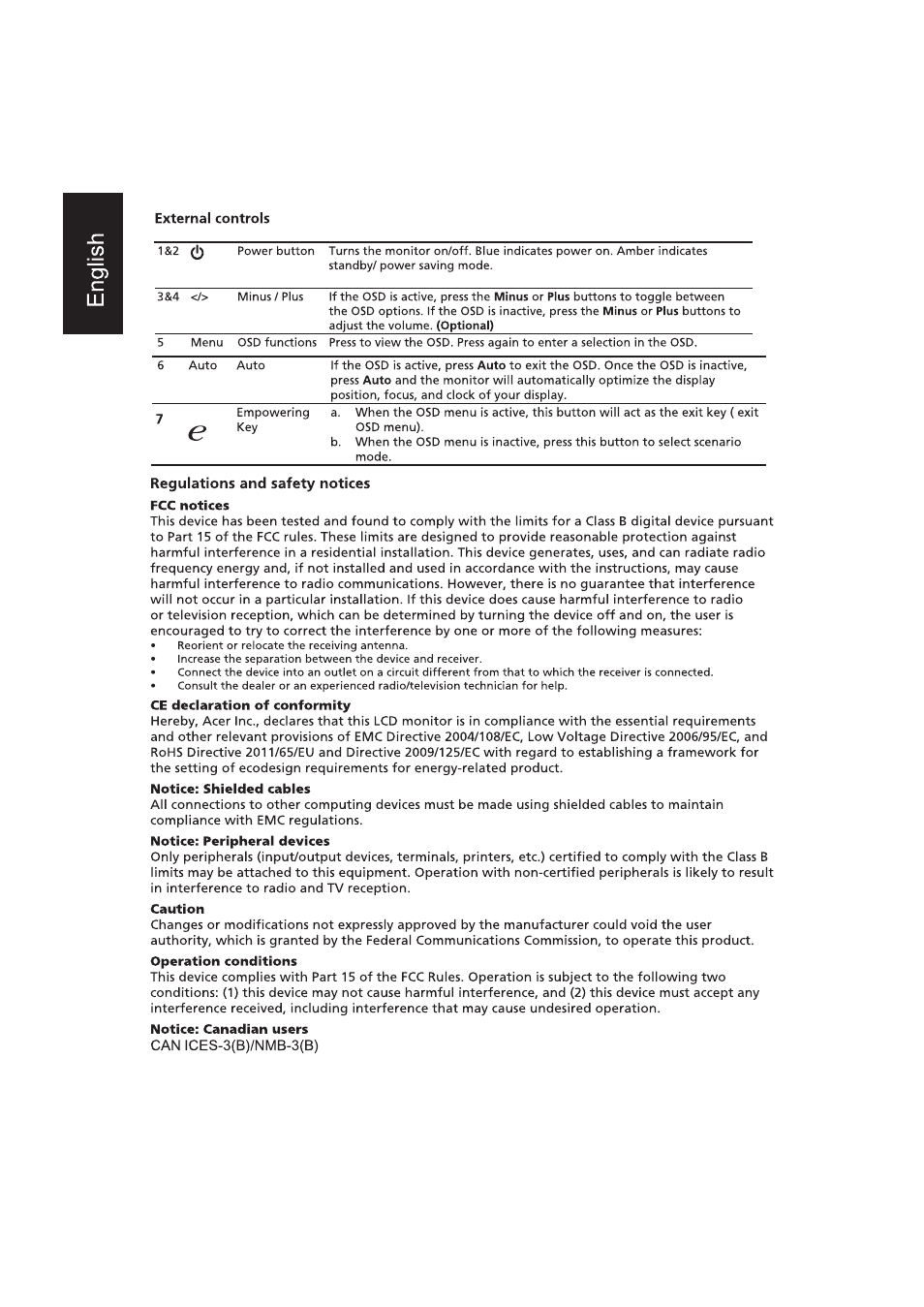 Regulations and safety notices | Acer V246HL User Manual | Page 3 / 5