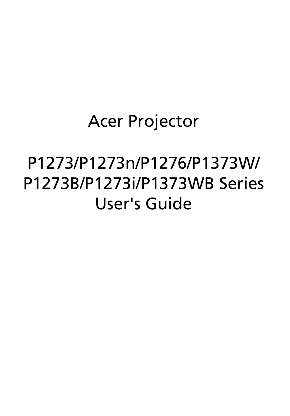 Acer P1273 User Manual | 69 pages