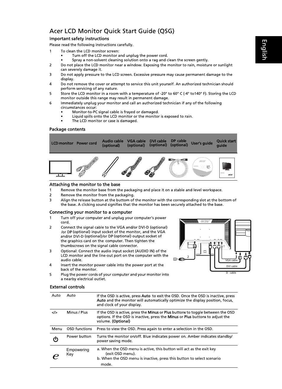 Acer V243PHL User Manual | 2 pages