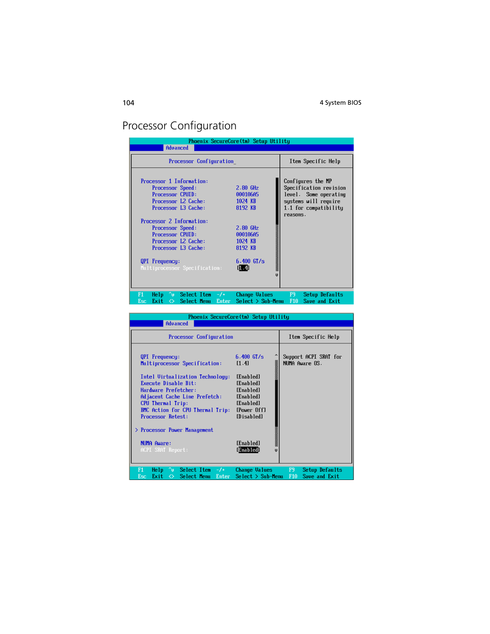 Processor configuration | Acer Altos G540 M2 User Manual | Page 112 / 221