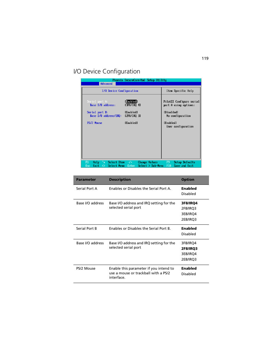I/o device configuration | Acer Altos G540 M2 User Manual | Page 127 / 221