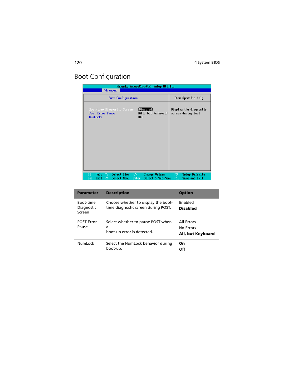 Boot configuration | Acer Altos G540 M2 User Manual | Page 128 / 221