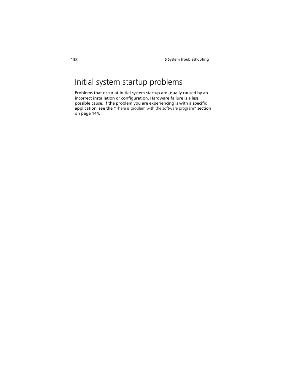 Initial system startup problems | Acer Altos G540 M2 User Manual | Page 146 / 221