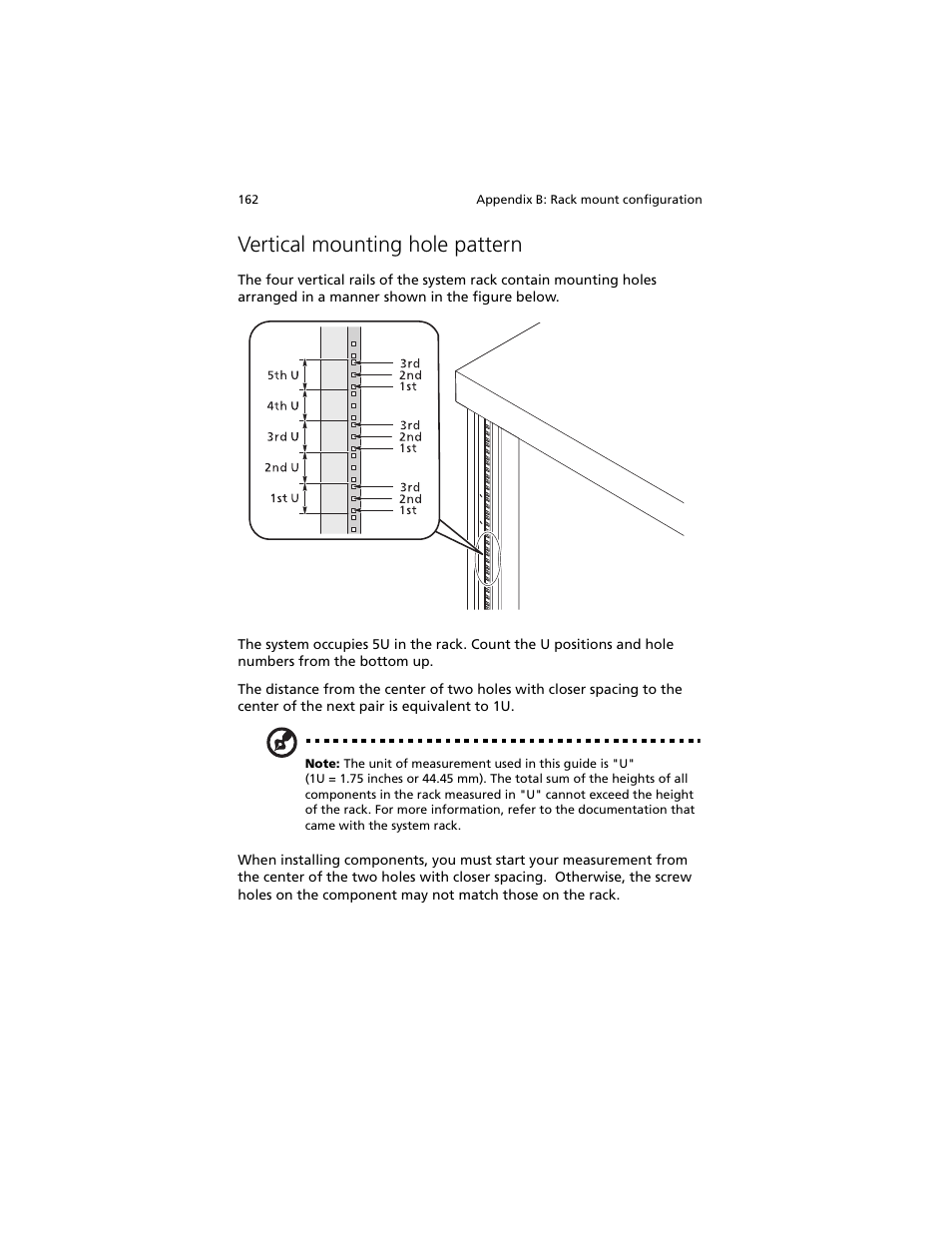 Vertical mounting hole pattern | Acer Altos G540 M2 User Manual | Page 170 / 221