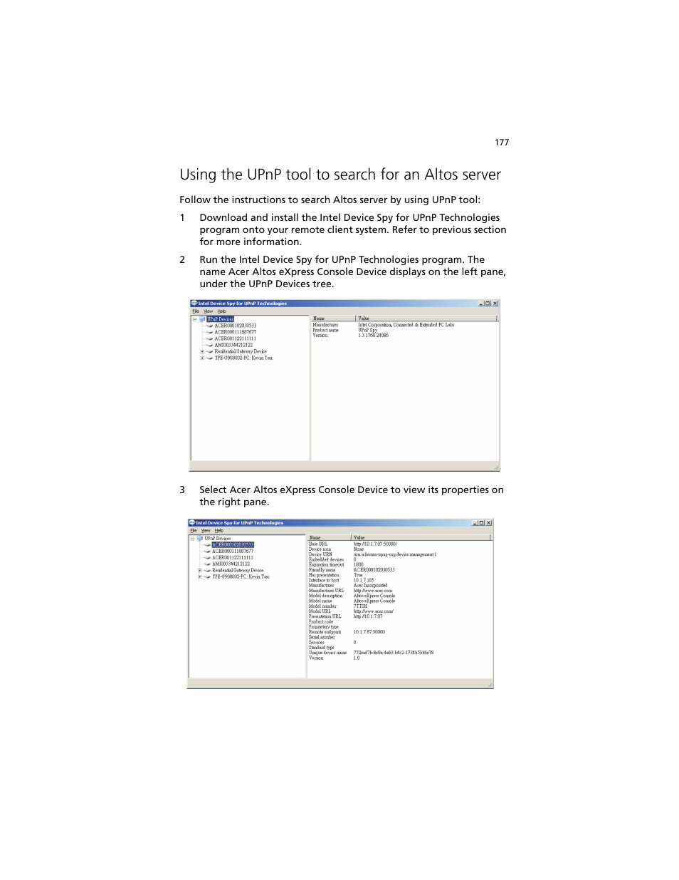 Using the upnp tool to search for an altos server | Acer Altos G540 M2 User Manual | Page 185 / 221