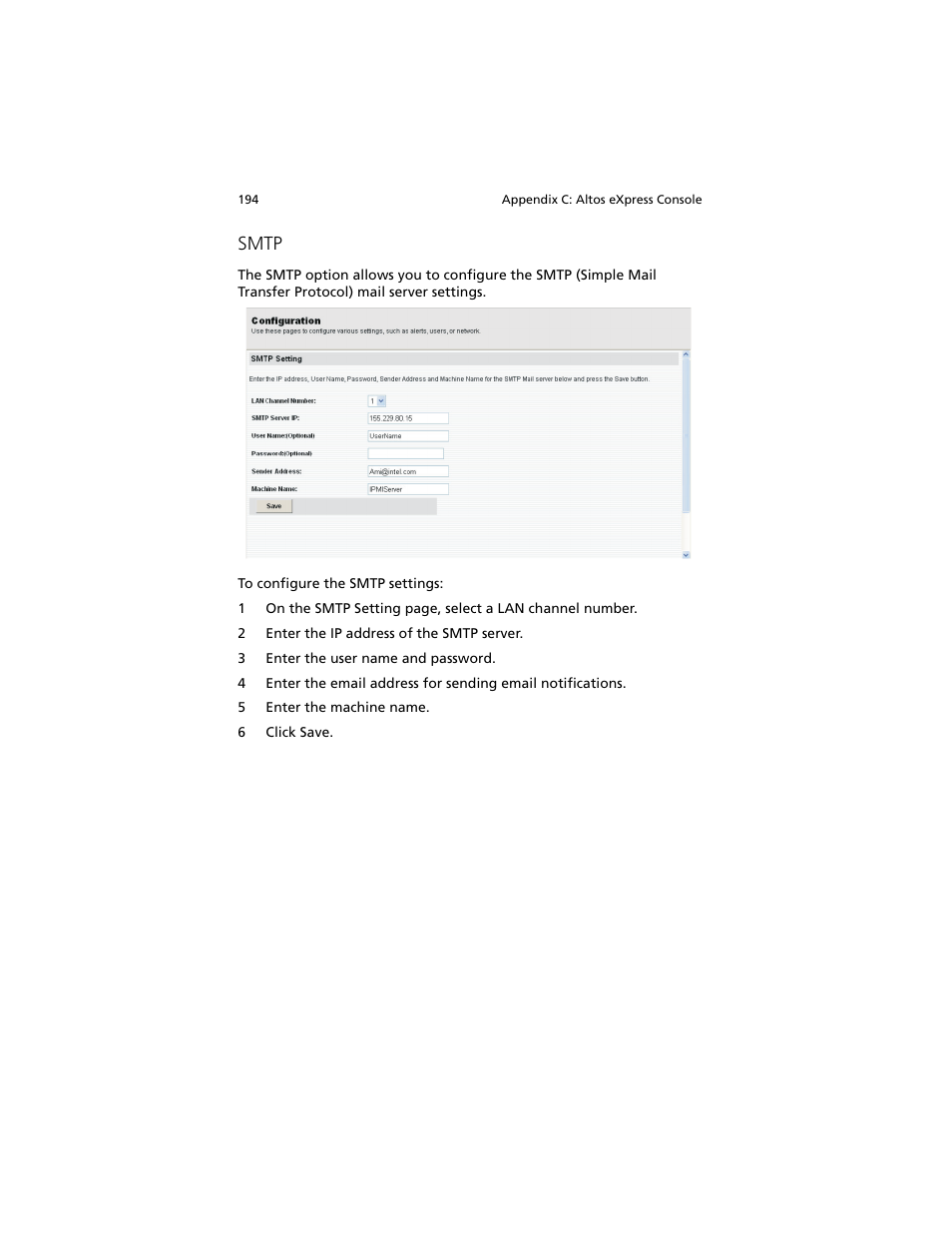 Smtp | Acer Altos G540 M2 User Manual | Page 202 / 221