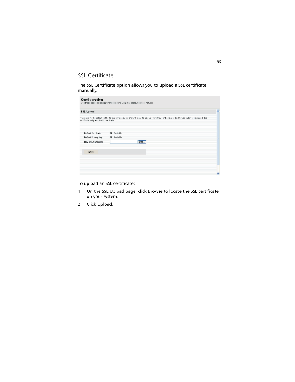 Ssl certificate | Acer Altos G540 M2 User Manual | Page 203 / 221