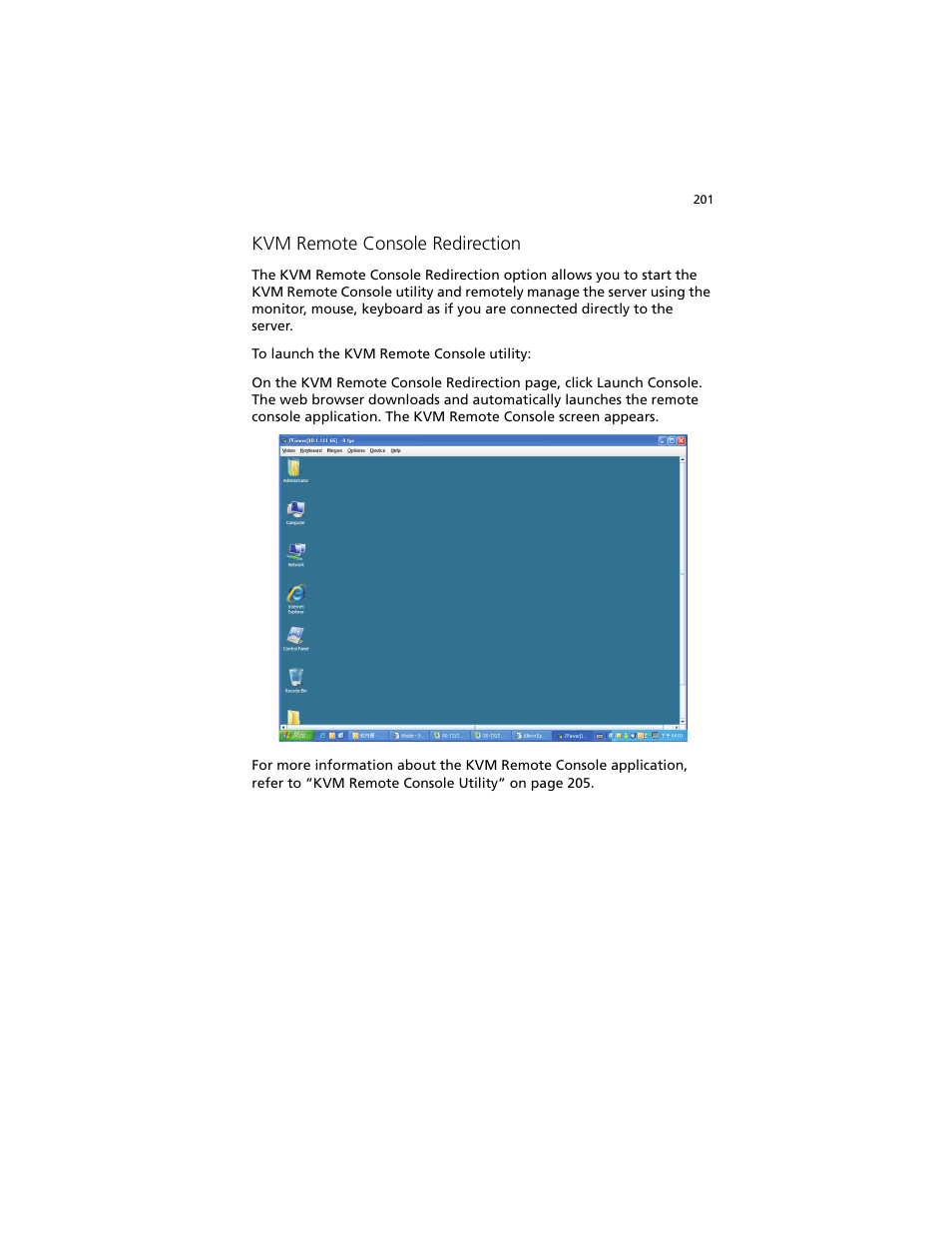 Kvm remote console redirection | Acer Altos G540 M2 User Manual | Page 209 / 221