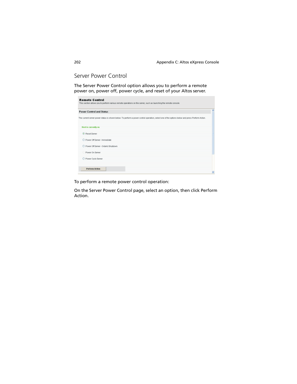 Server power control | Acer Altos G540 M2 User Manual | Page 210 / 221