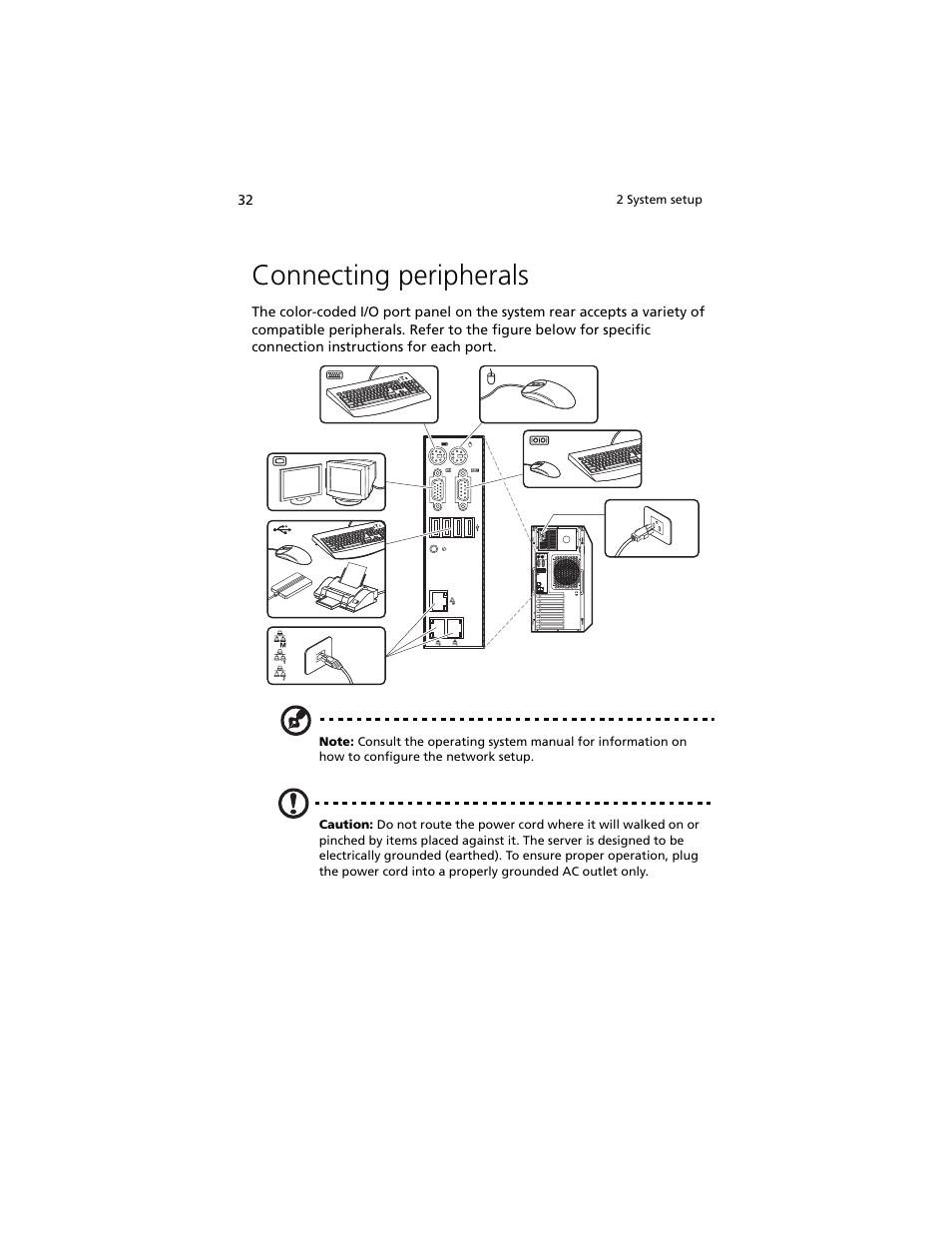 Connecting peripherals | Acer Altos G540 M2 User Manual | Page 42 / 221