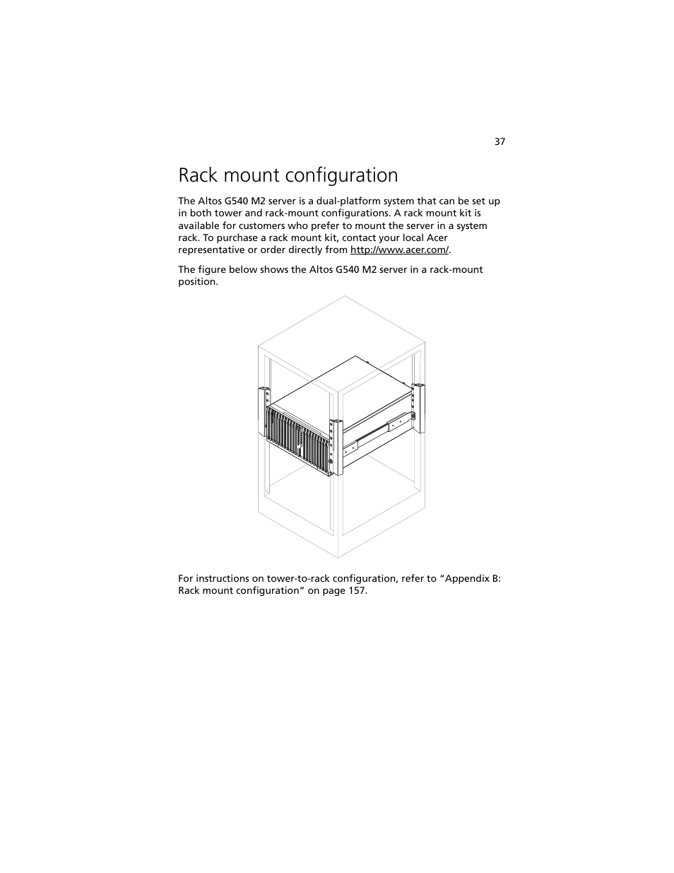 Rack mount configuration | Acer Altos G540 M2 User Manual | Page 47 / 221