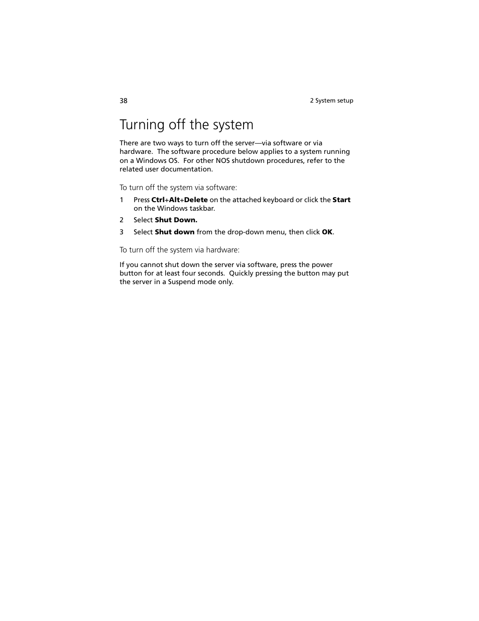 Turning off the system | Acer Altos G540 M2 User Manual | Page 48 / 221