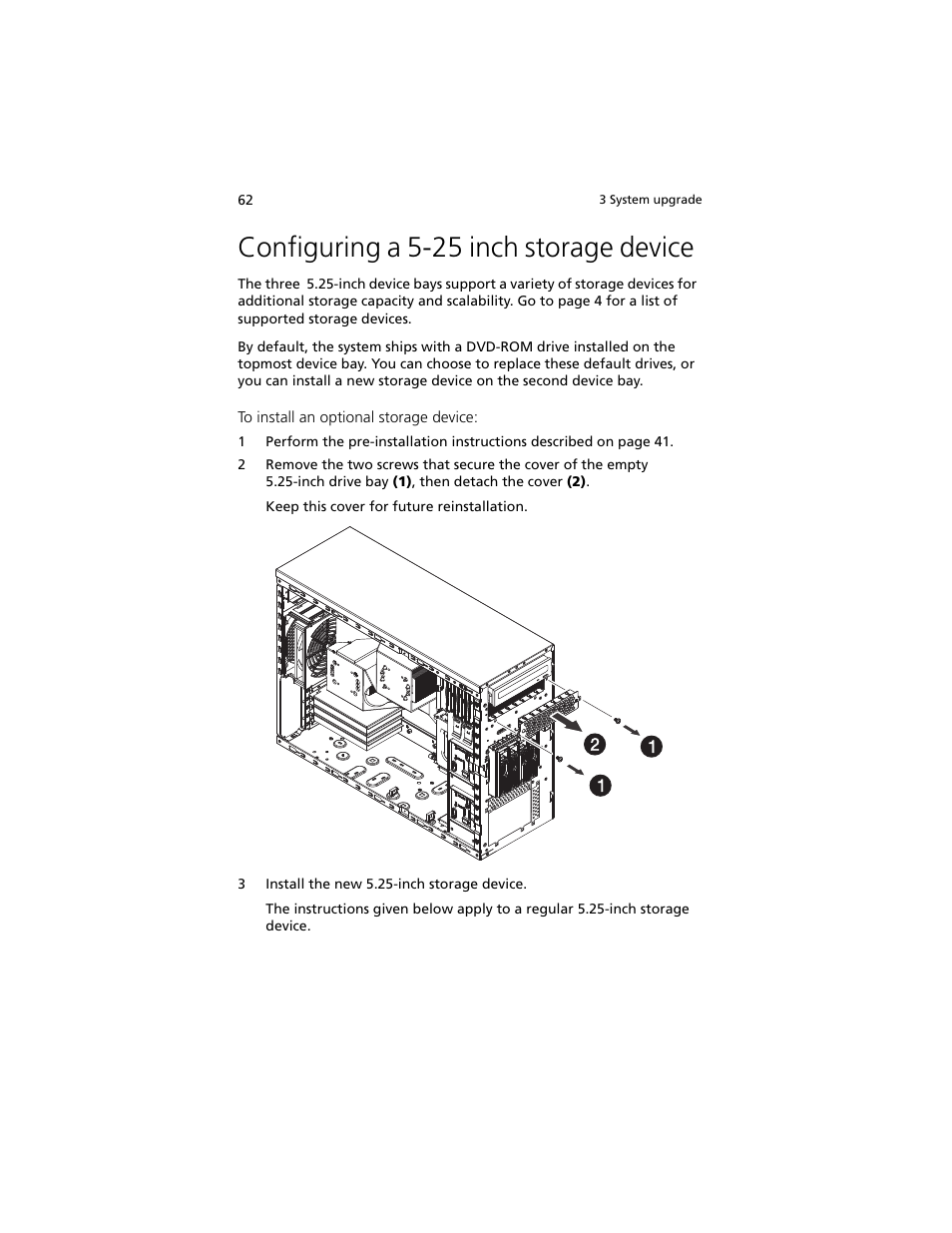 Configuring a 5-25 inch storage device | Acer Altos G540 M2 User Manual | Page 72 / 221