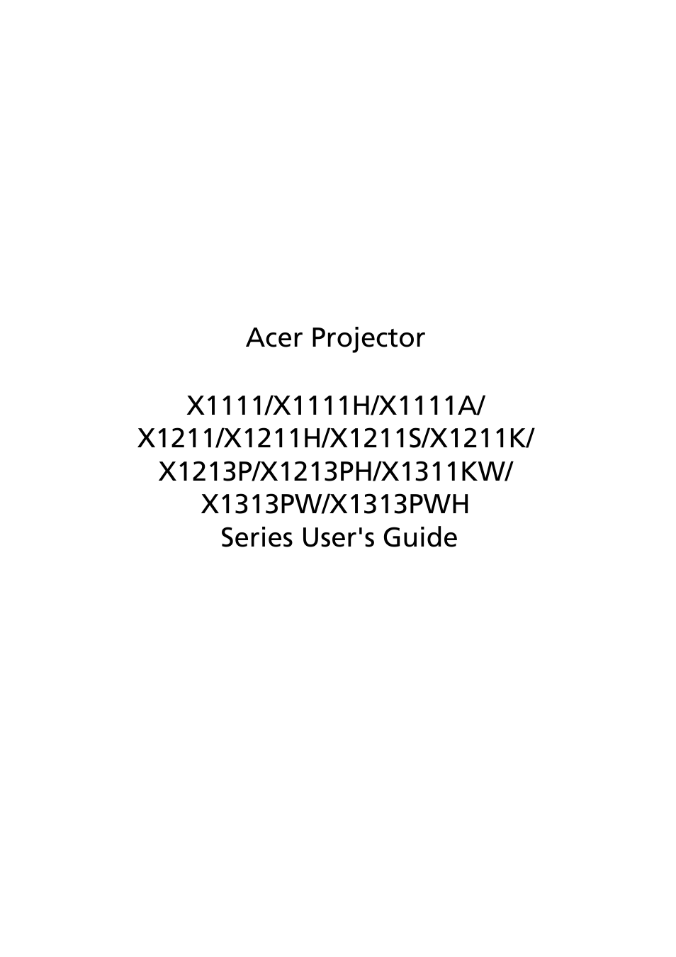 Acer X1111 User Manual | 63 pages