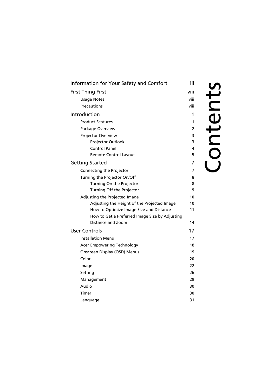 Acer X1111 User Manual | Page 9 / 63