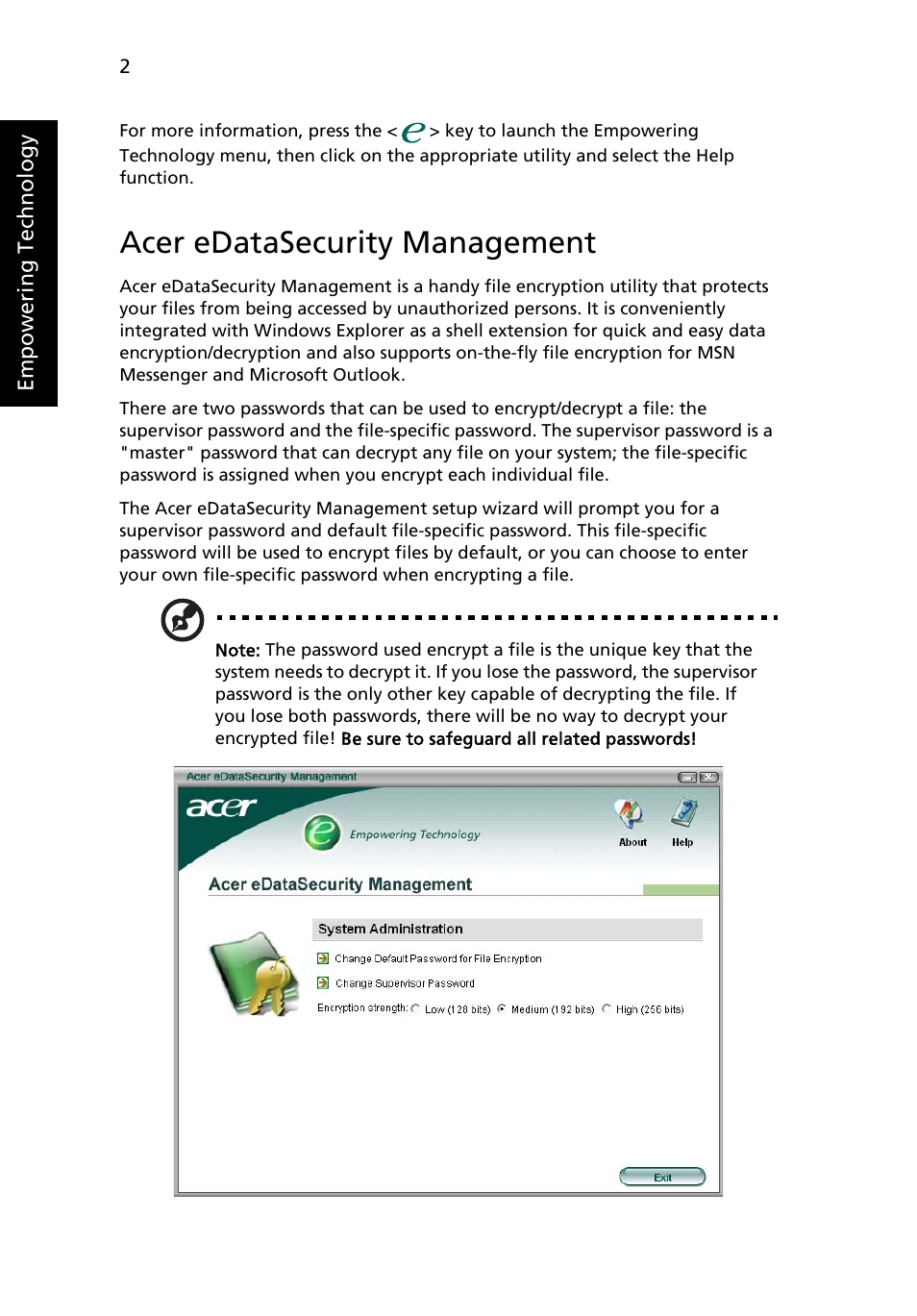 Acer edatasecurity management | Acer TravelMate 3210Z User Manual | Page 12 / 76