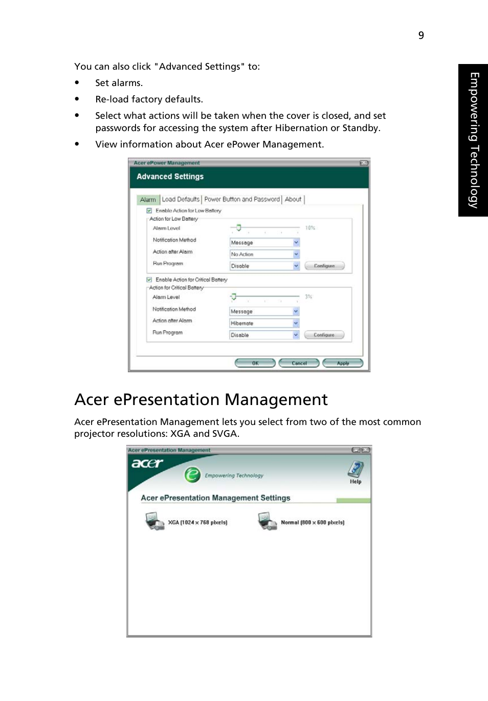 Acer epresentation management | Acer TravelMate 3210Z User Manual | Page 19 / 76