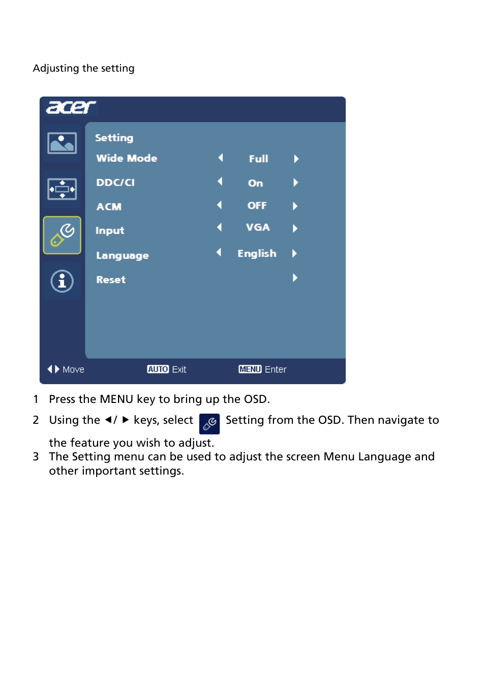 Acer S241HQL User Manual | Page 22 / 28