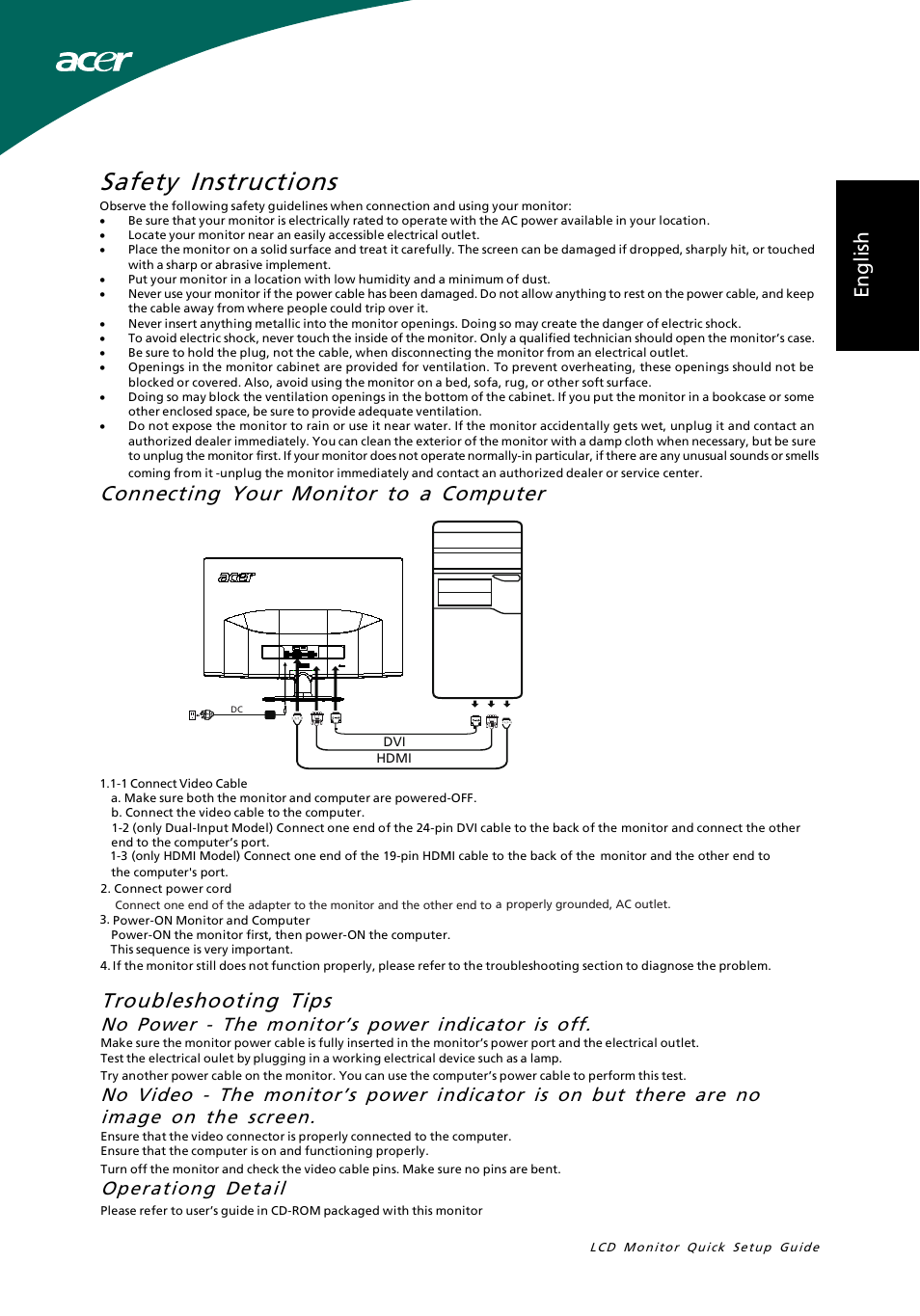 Acer S232HL User Manual | 3 pages