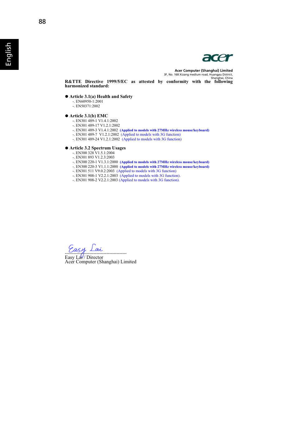 English | Acer Extensa 4210 User Manual | Page 104 / 107