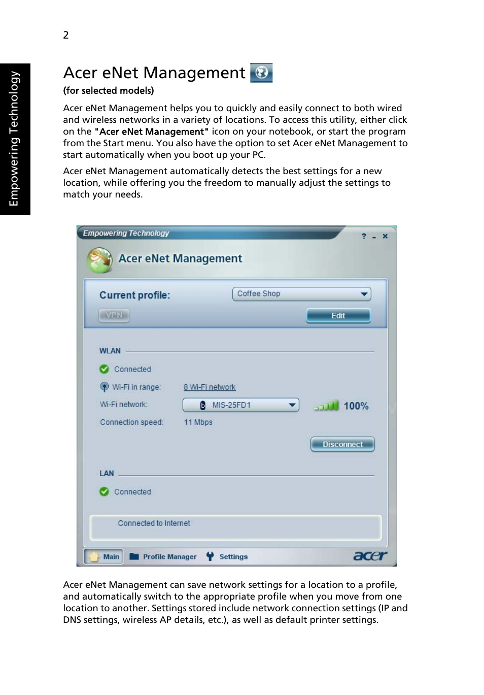 Acer enet management (for selected models), Acer enet management | Acer Extensa 4210 User Manual | Page 18 / 107