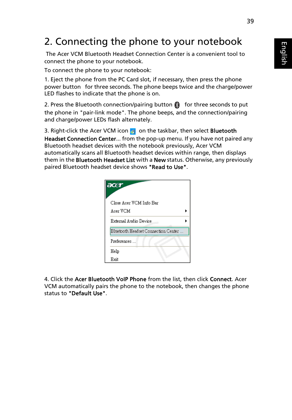 Connecting the phone to your notebook | Acer Extensa 4210 User Manual | Page 55 / 107