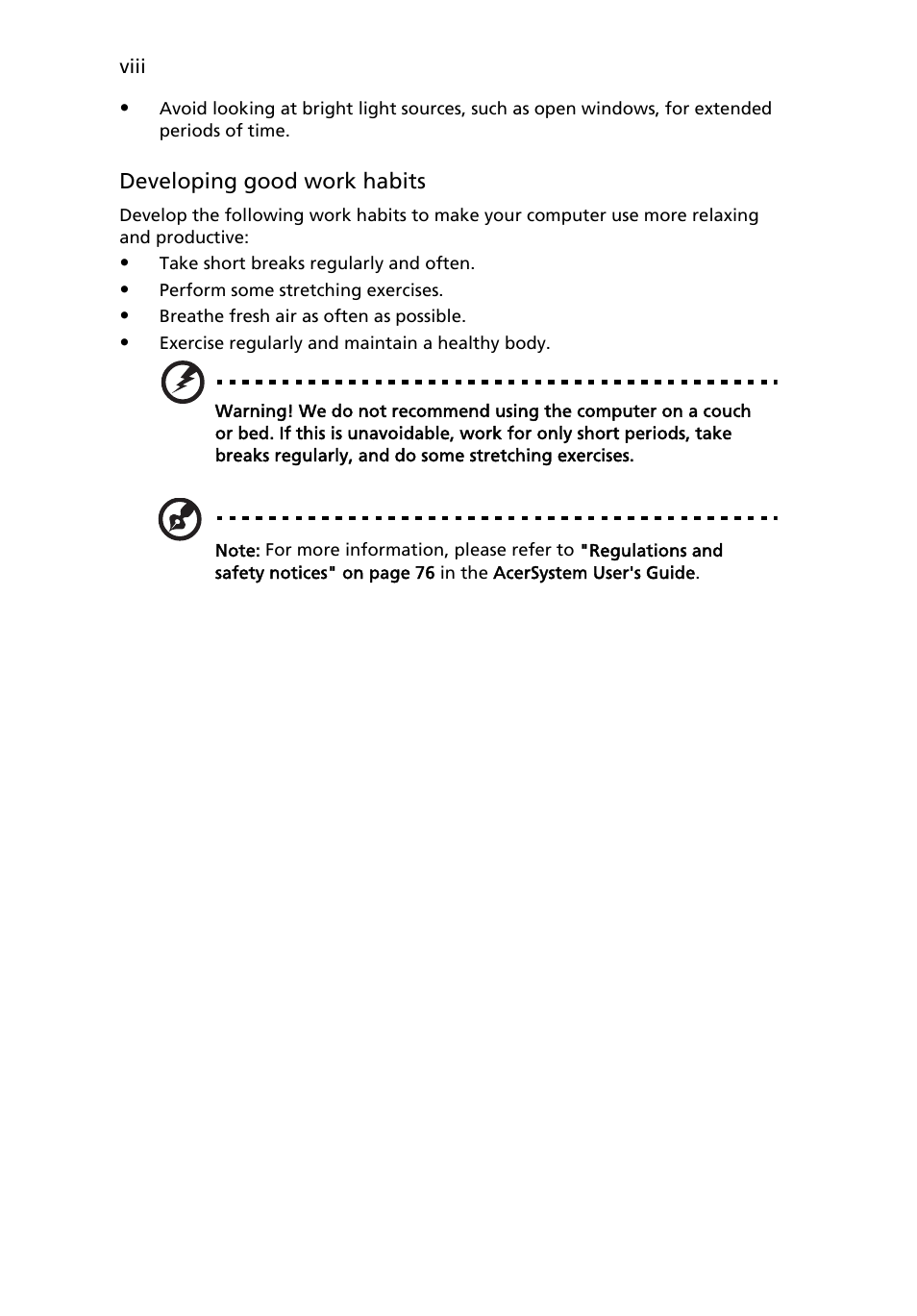 Acer Extensa 4210 User Manual | Page 8 / 107