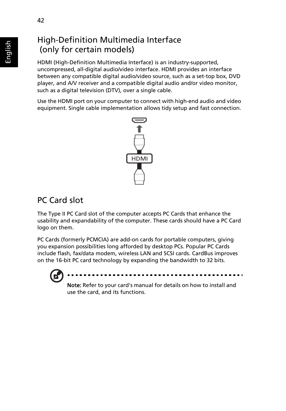 Pc card slot | Acer TravelMate 4730G User Manual | Page 62 / 90