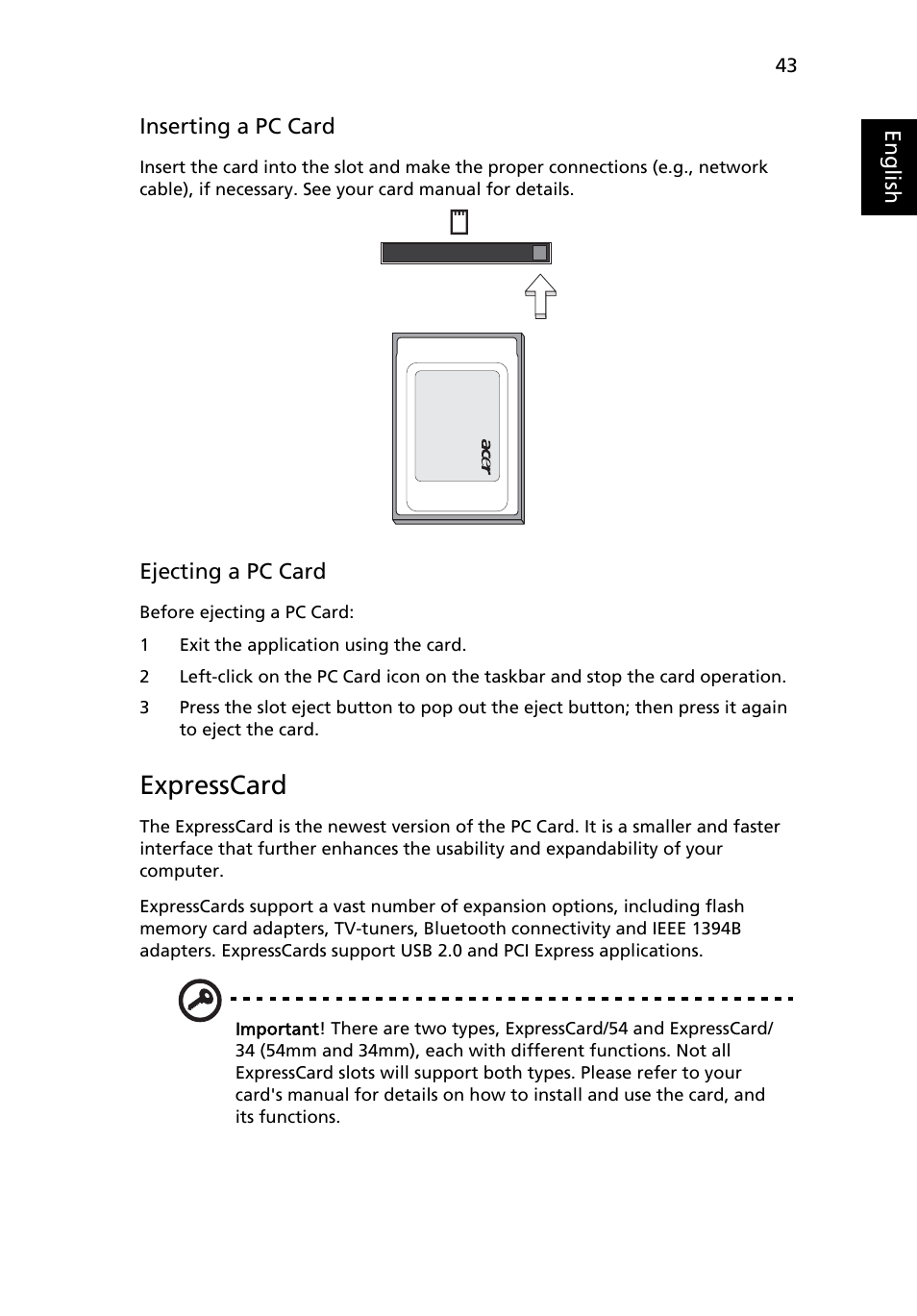 Expresscard | Acer TravelMate 4730G User Manual | Page 63 / 90