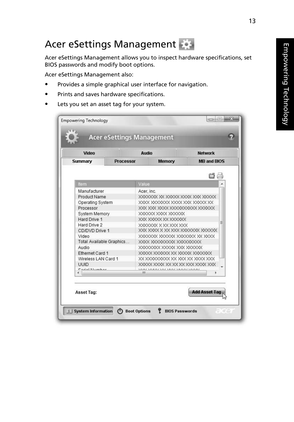 Acer esettings management | Acer Aspire 5720Z User Manual | Page 33 / 119