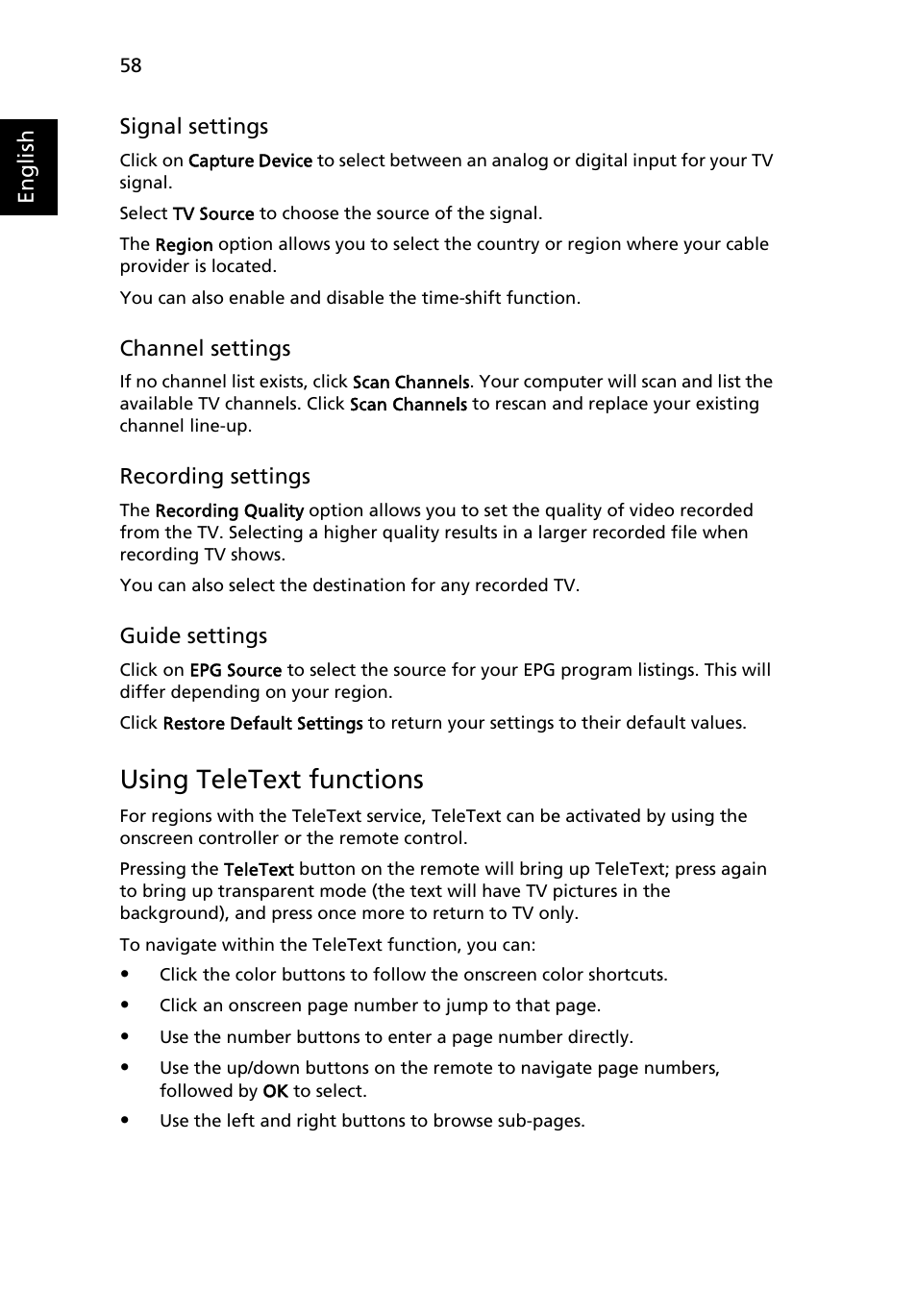 Using teletext functions | Acer Aspire 5720Z User Manual | Page 78 / 119
