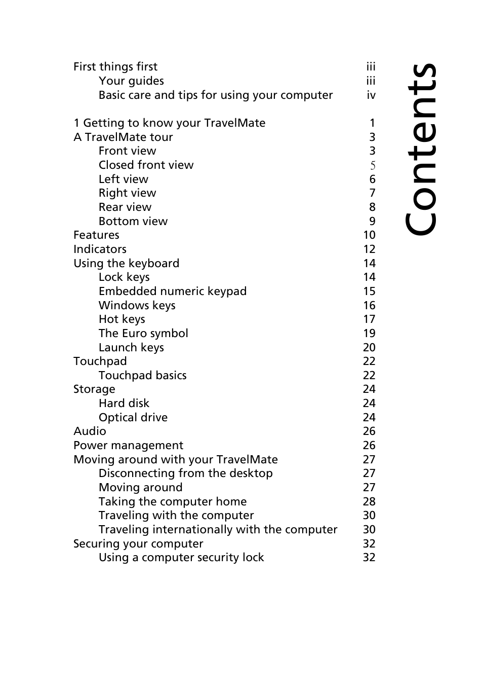 Acer TravelMate 3200 User Manual | Page 7 / 94