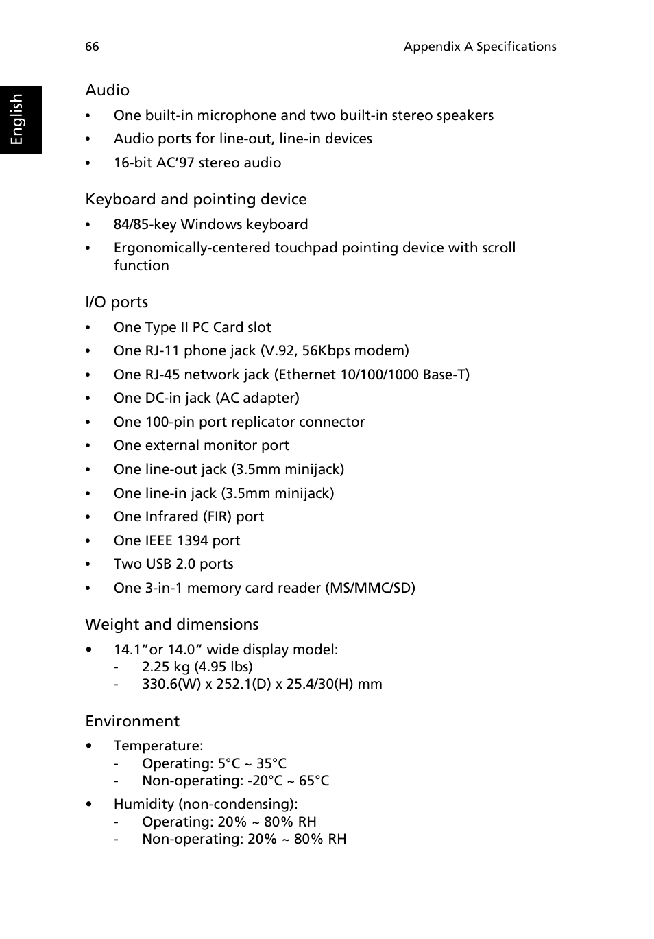 Acer TravelMate 3200 User Manual | Page 74 / 94