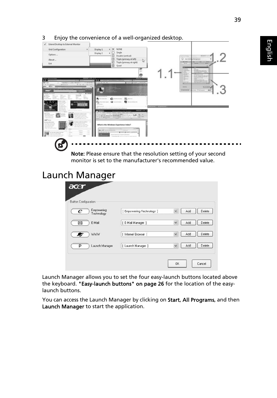 Launch manager, Frequently asked questions | Acer TravelMate 7520 User Manual | Page 57 / 98