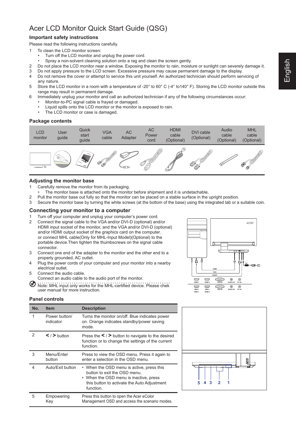 Acer S236HL User Manual | 5 pages