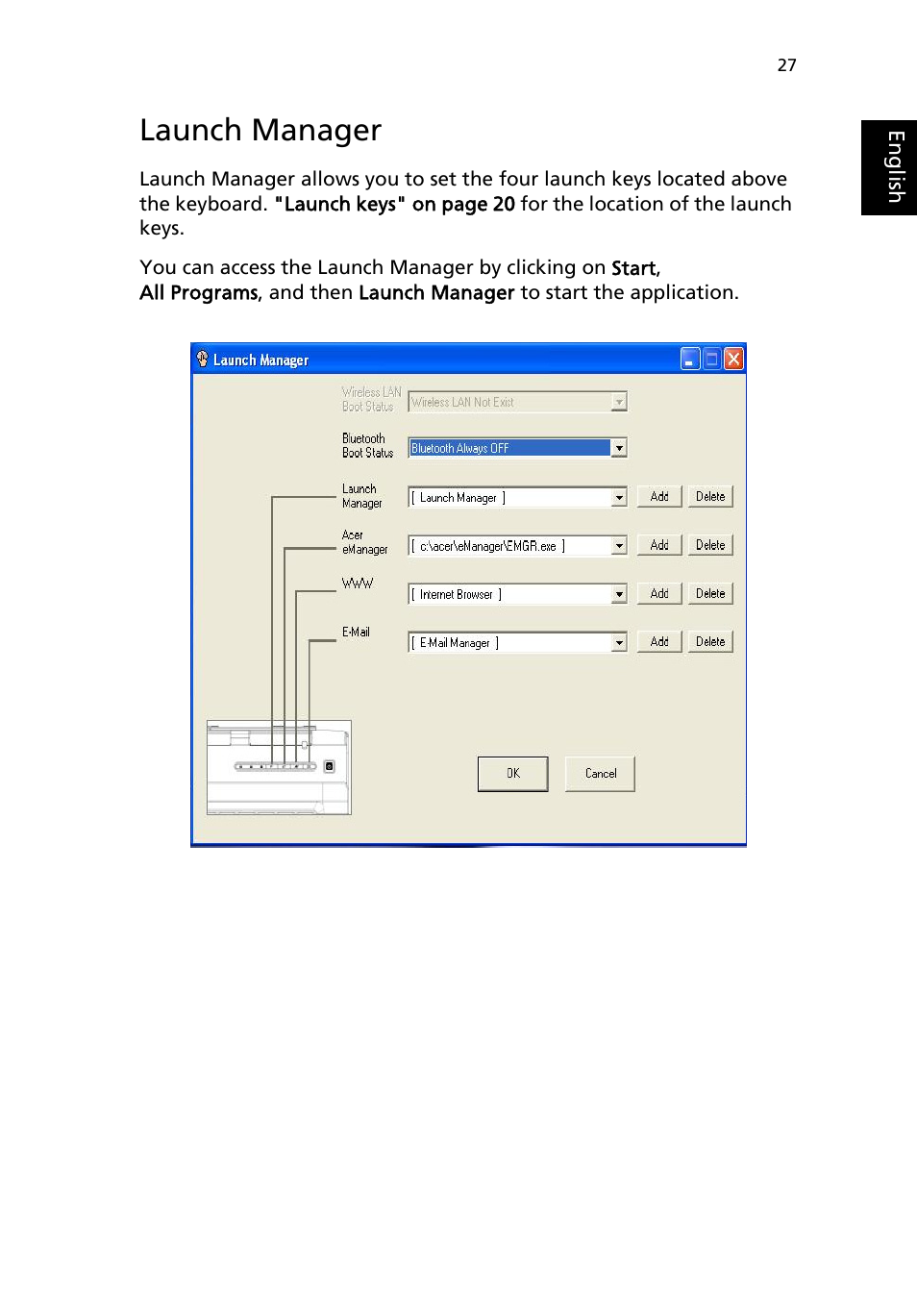 Launch manager | Acer Aspire 1690 User Manual | Page 37 / 96