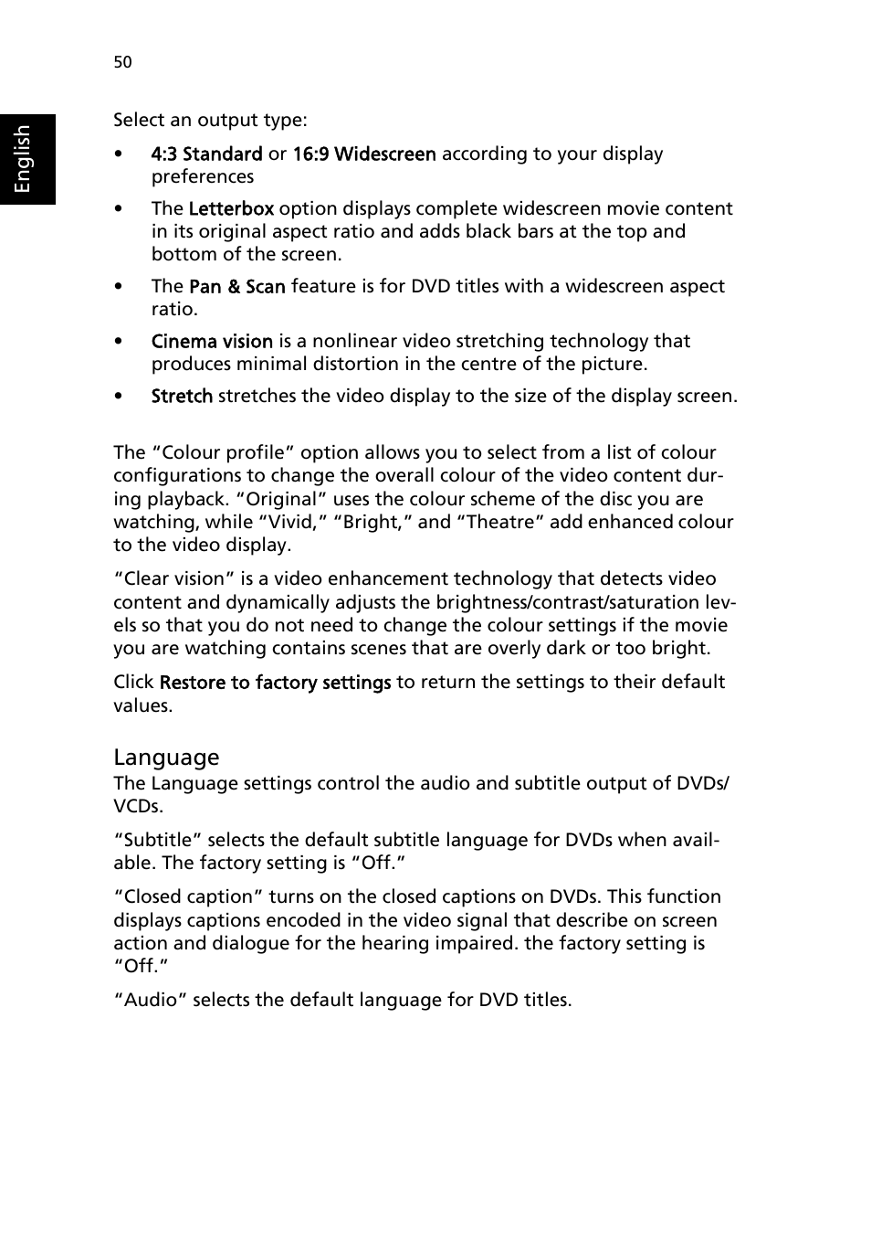 Language | Acer Aspire 1690 User Manual | Page 60 / 96