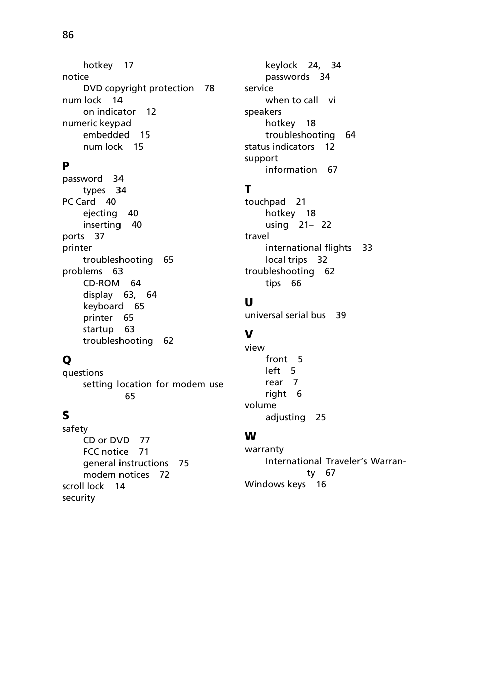 Acer Aspire 1690 User Manual | Page 96 / 96