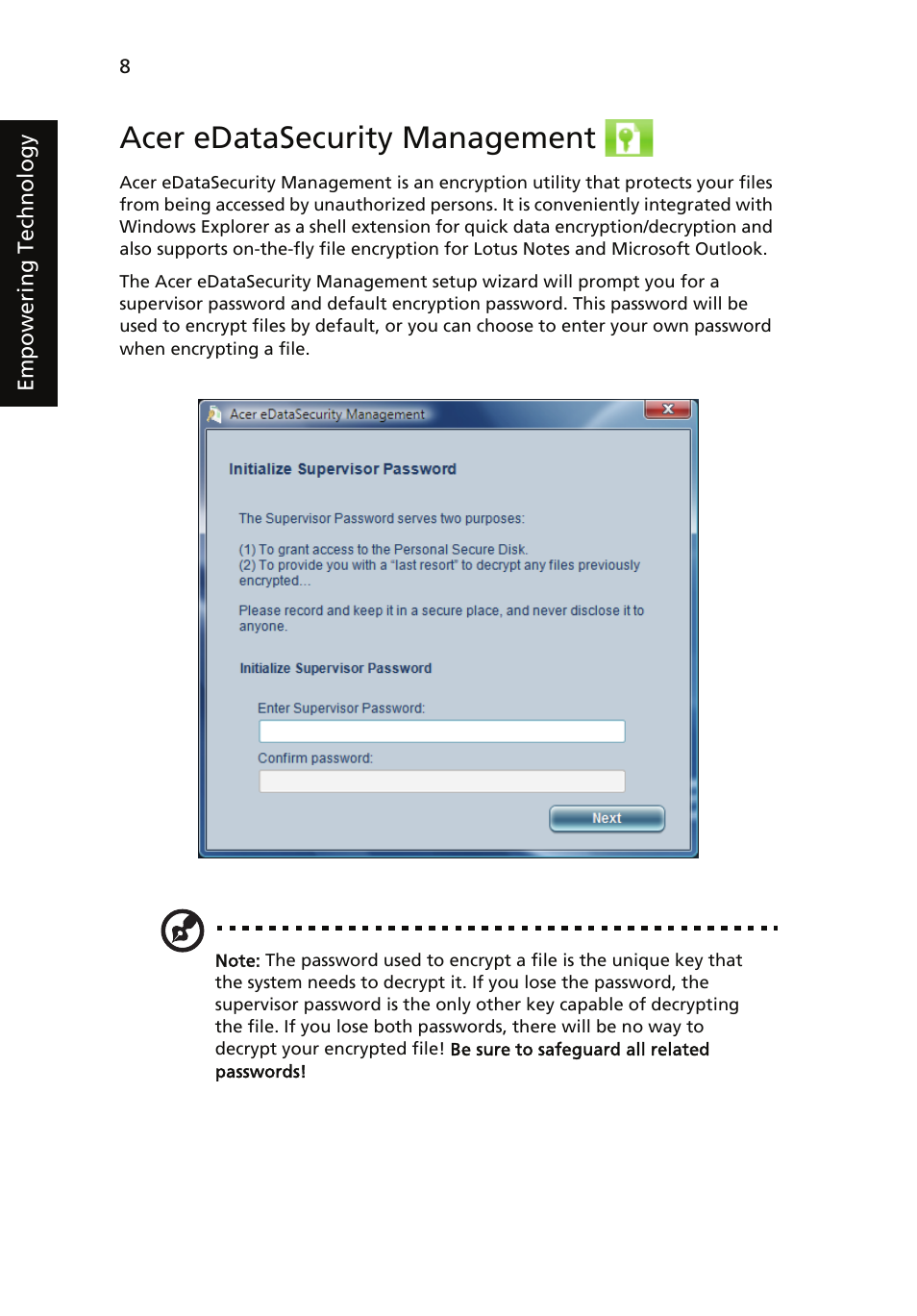 Acer edatasecurity management | Acer Aspire 5910G User Manual | Page 26 / 61