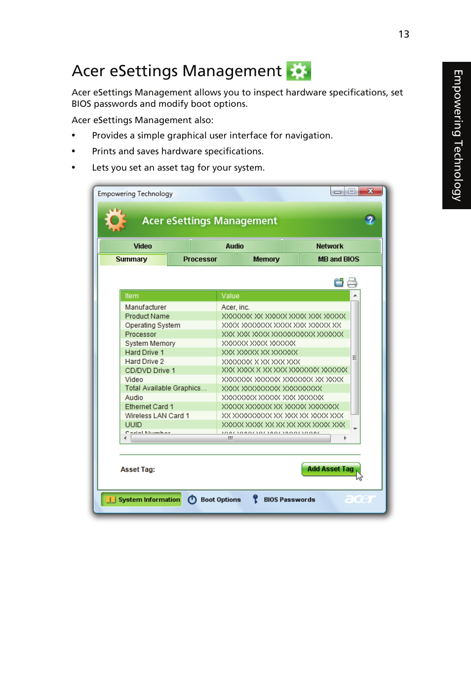 Acer esettings management | Acer Aspire 5910G User Manual | Page 31 / 61