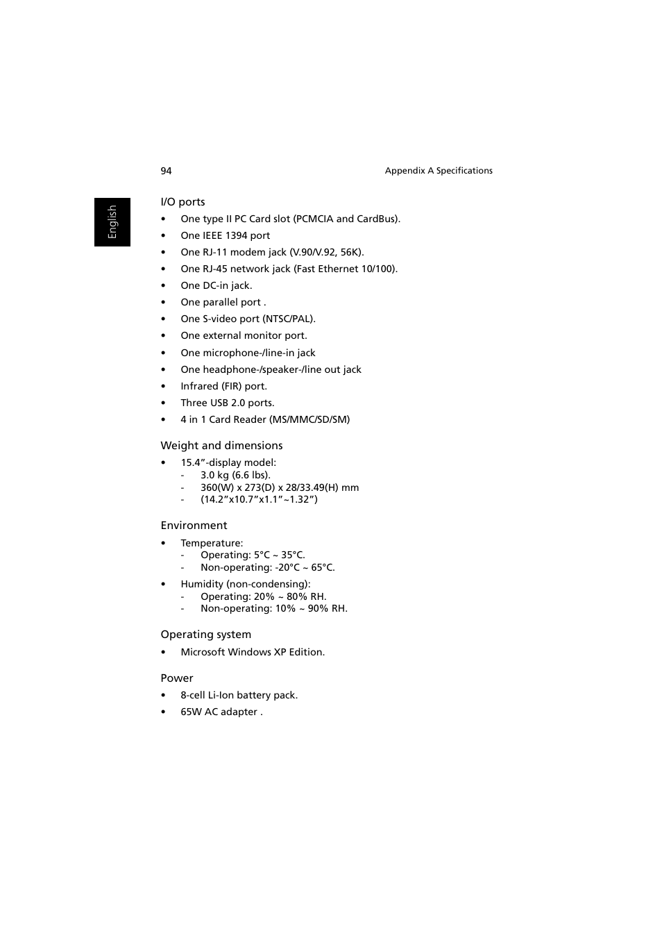 Acer Aspire 2000 User Manual | Page 104 / 130