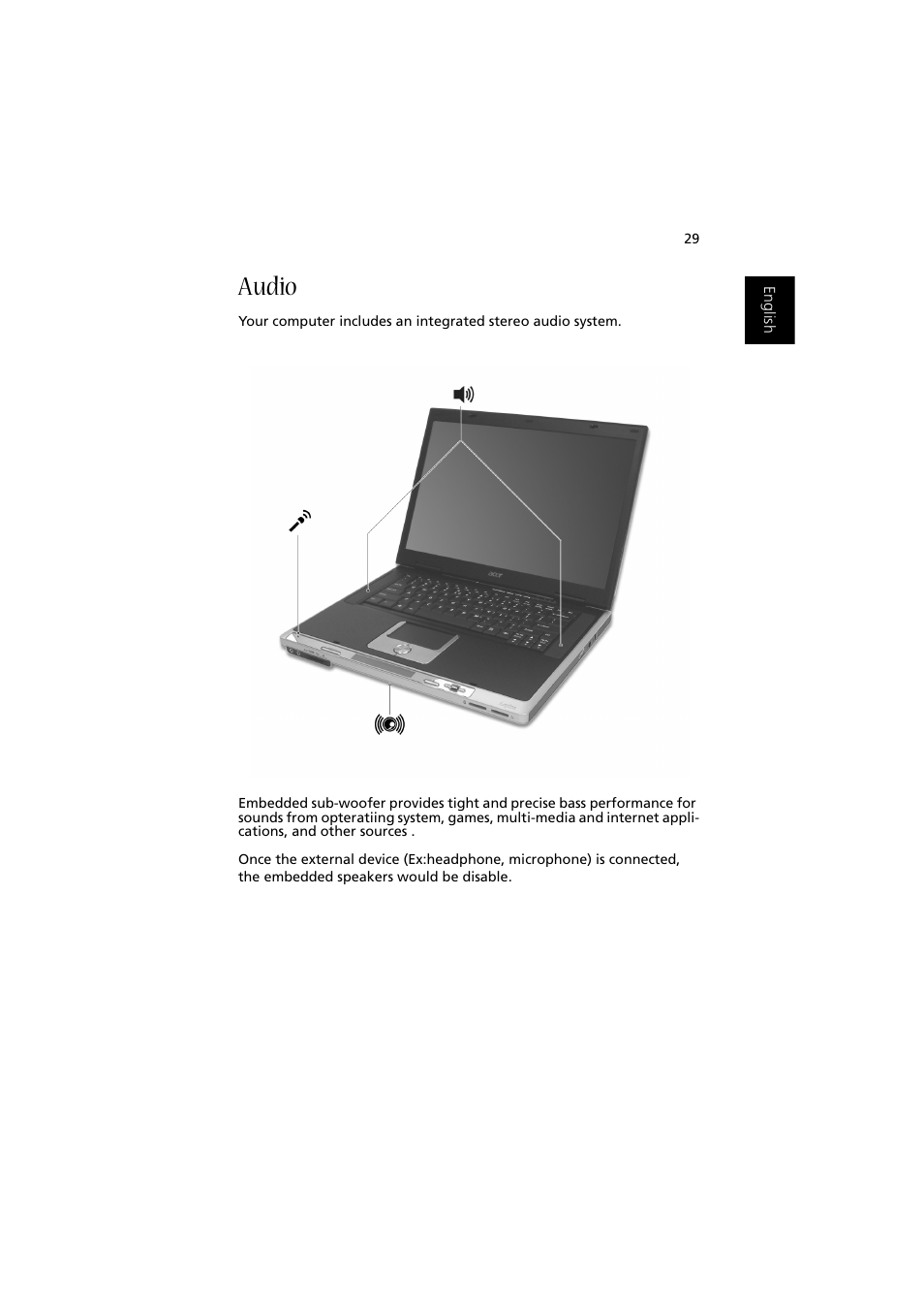 Audio | Acer Aspire 2000 User Manual | Page 39 / 130