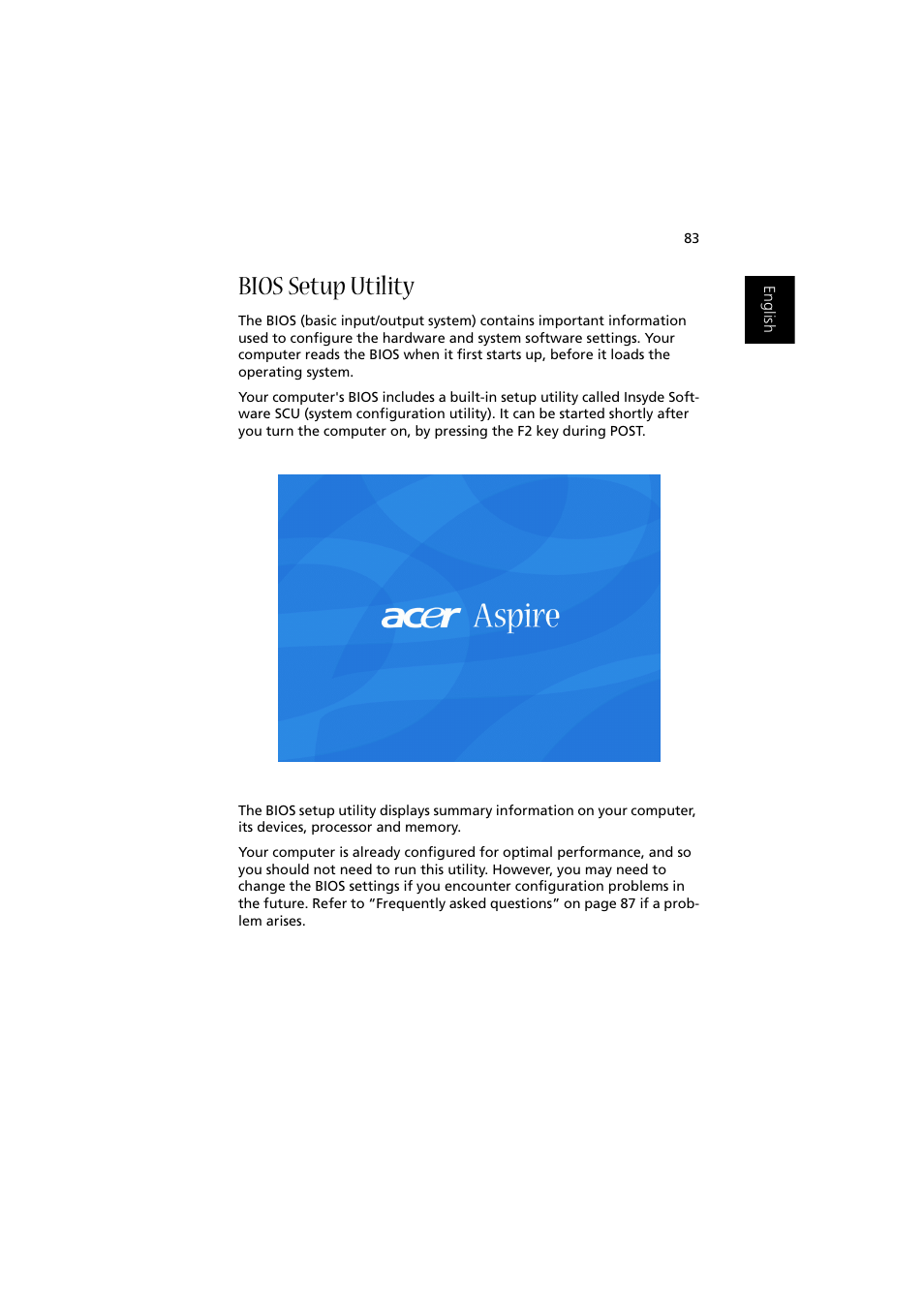 Bios setup utility | Acer Aspire 2000 User Manual | Page 93 / 130